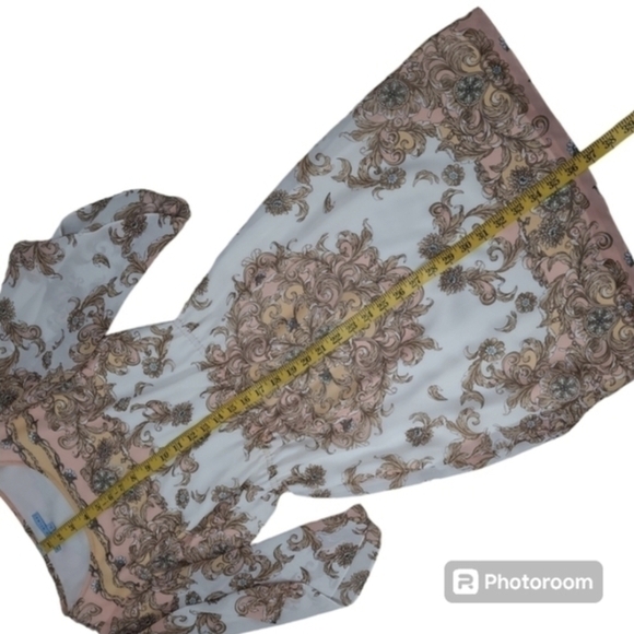 Antonio Melanie Neutral Paisley Print Dress Size 0 - Picture 8 of 15